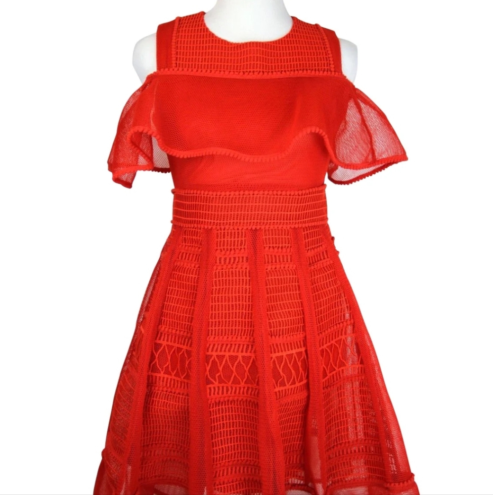Maje Red Cold Shoulder Dress
